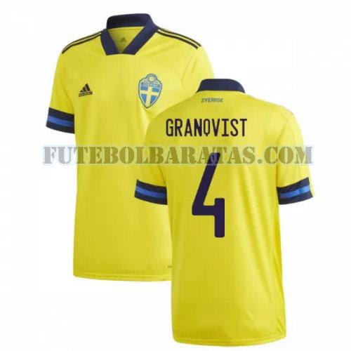 camisa granqvist 4 suécia 2020 home - amarelo homens