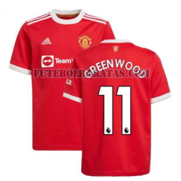 camisa greenwood 11 manchester united 2021 2022 home - vermelho homens