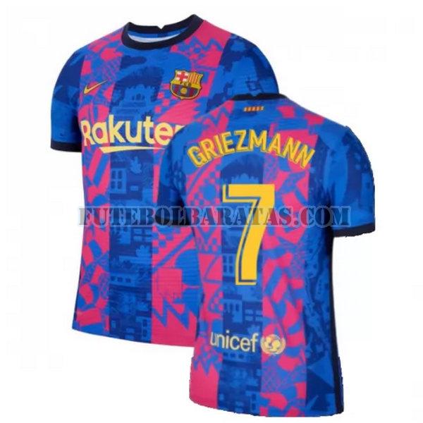 camisa griezmann 7 barcelona 2021 2022 third - azul vermelho homens