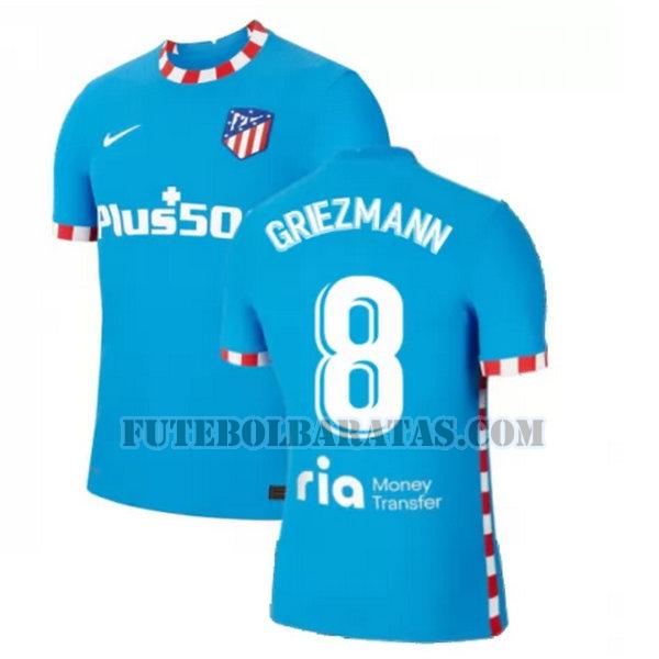 camisa griezmann 8 atlético madrid 2021 2022 third - azul homens