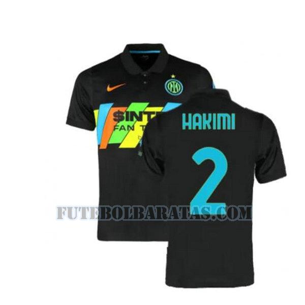 camisa hakimi 2 inter de milão 2021 2022 third - preto homens