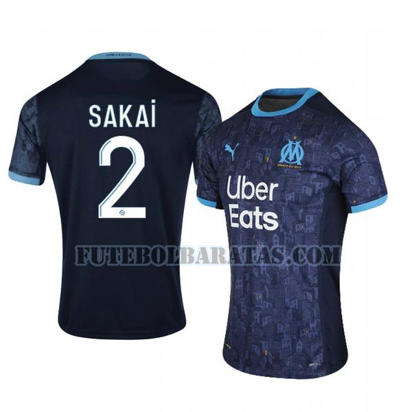 camisa hiroki sakai 2 olympique de marseille 2020-2021 away - azul homens
