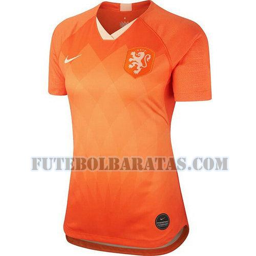 camisa holanda 2019 home - laranja mulheres