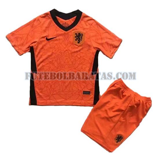 camisa holanda 2020-2021 home - laranja meninos