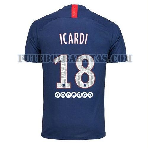 camisa icardi 18 paris saint-germain 2019-2020 home - azul homens