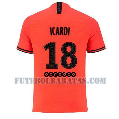 camisa icardi 18 paris saint-germain jordan 2020 away - laranja homens