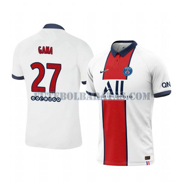 camisa idrissa gueye 27 paris saint-germain 2020-2021 away - branco homens