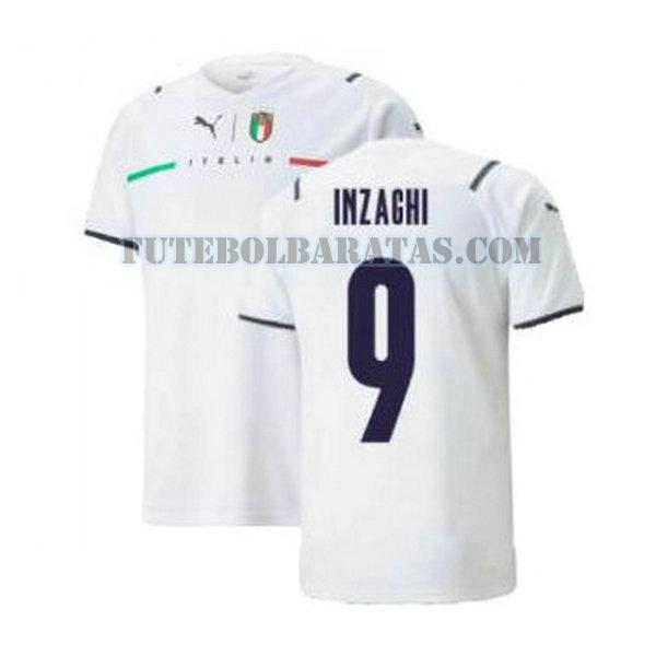 camisa inzaghi 9 itália 2021 2022 away - branco homens