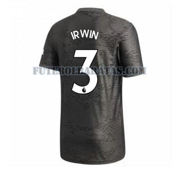 camisa irwin 3 manchester united 2020-2021 away - preto homens