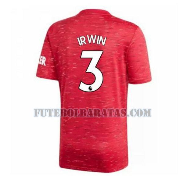 camisa irwin 3 manchester united 2020-2021 home - vermelho homens
