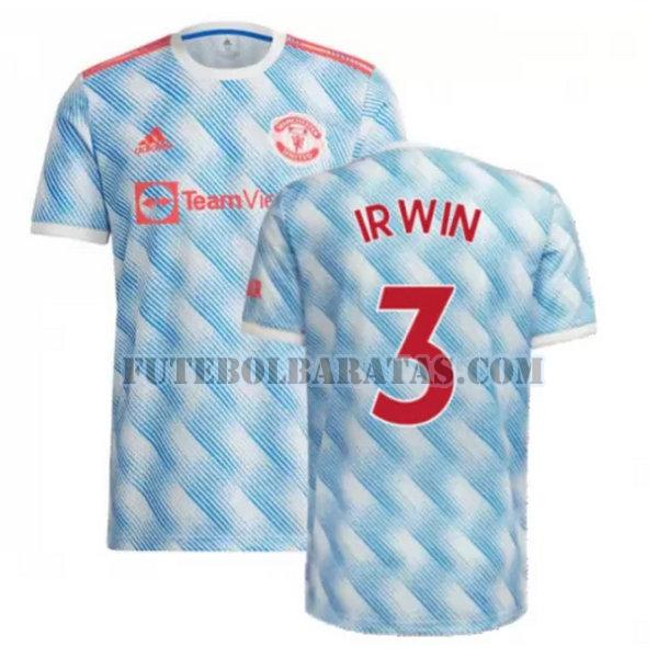 camisa irwin 3 manchester united 2021 2022 away - azul homens