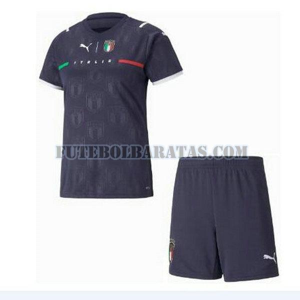 camisa itália 2021 2022 goleiro - preto meninos