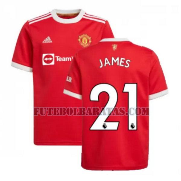 camisa james 21 manchester united 2021 2022 home - vermelho homens