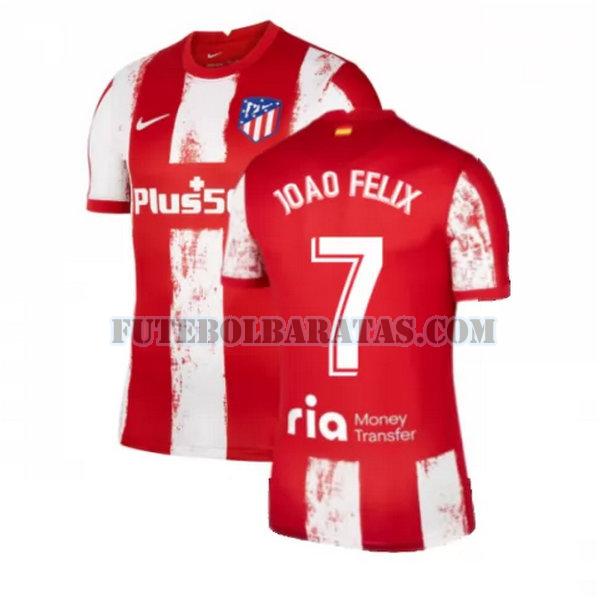 camisa joao felix 7 atlético madrid 2021 2022 home - vermelho branco homens