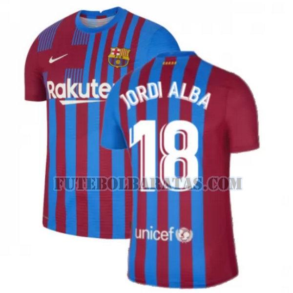camisa jordi alba 18 barcelona 2021 2022 home - vermelho branco homens