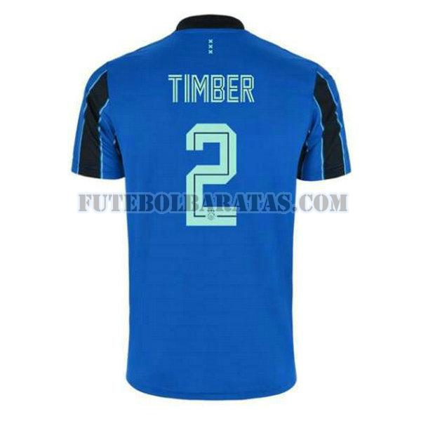 camisa jurrien timber 2 ajax amsterdam 2021 2022 away - azul homens