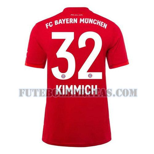 camisa kimmich 32 bayern de munique 2019-2020 home - vermelho homens