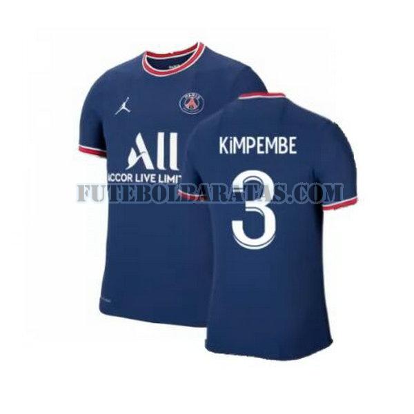 camisa kimpembe 3 paris saint-germain 2021 2022 home - azul homens