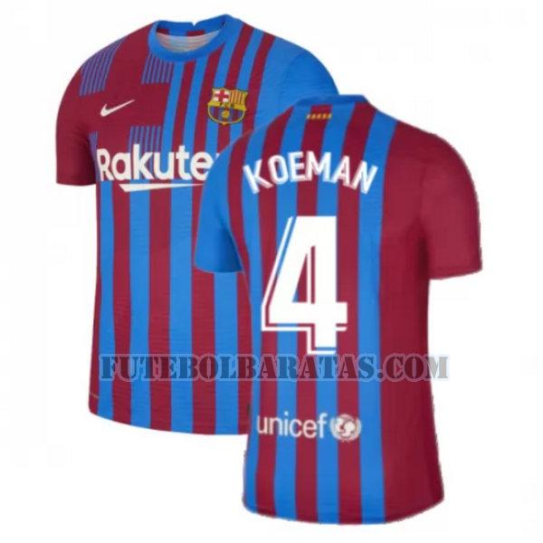 camisa koeman 4 barcelona 2021 2022 home - vermelho branco homens