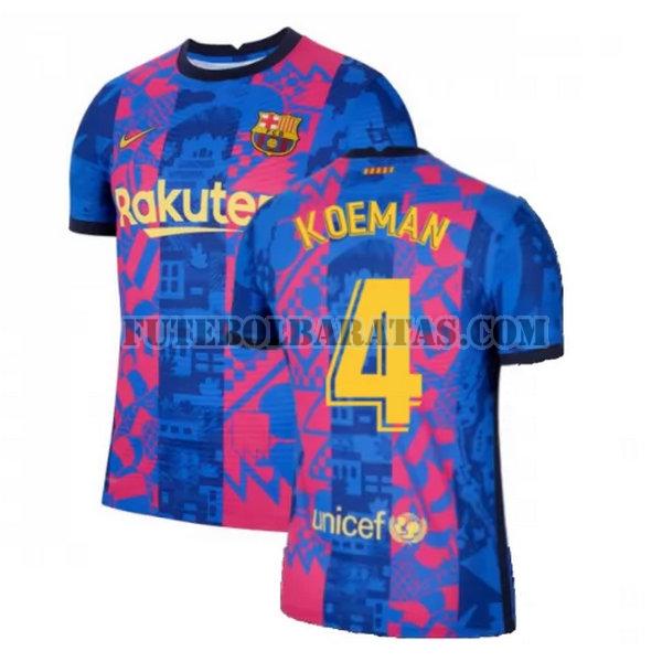 camisa koeman 4 barcelona 2021 2022 third - azul vermelho homens