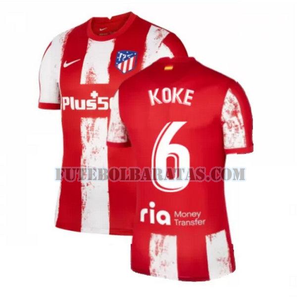 camisa koke 6 atlético madrid 2021 2022 home - vermelho branco homens