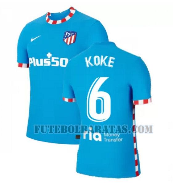 camisa koke 6 atlético madrid 2021 2022 third - azul homens