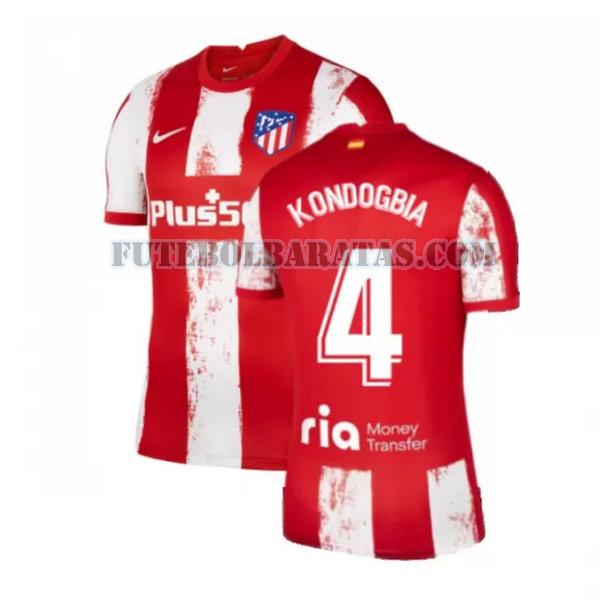 camisa kondogbia 4 atlético madrid 2021 2022 home - vermelho branco homens
