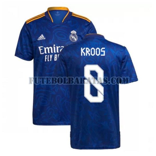 camisa kroos 8 real madrid 2021 2022 away - azul homens