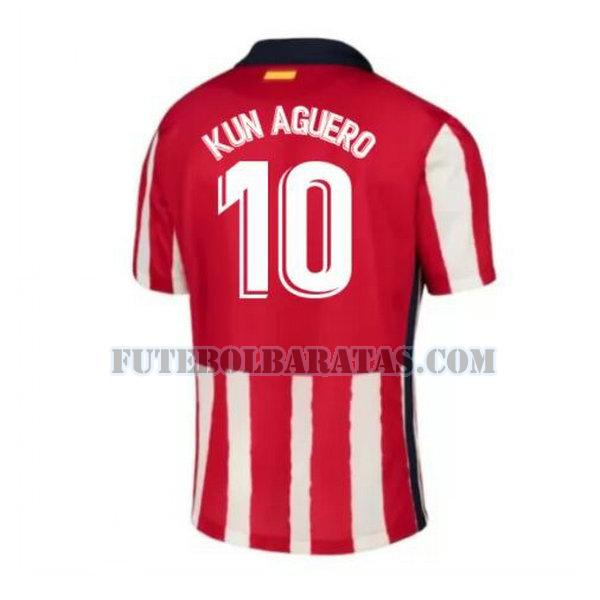 camisa kun aguero 10 atlético madrid 2020-2021 home - vermelho homens