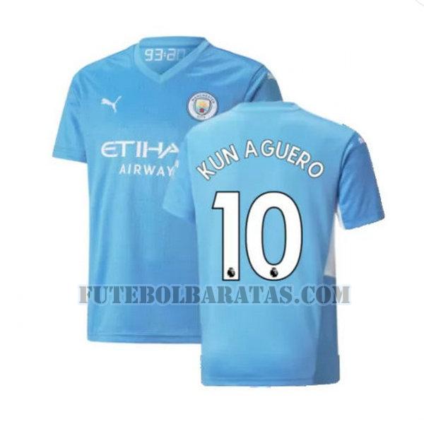 camisa kun aguero 10 manchester city 2021 2022 home - azul homens