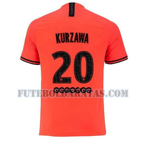camisa kurzawa 20 paris saint-germain jordan 2020 away - laranja homens