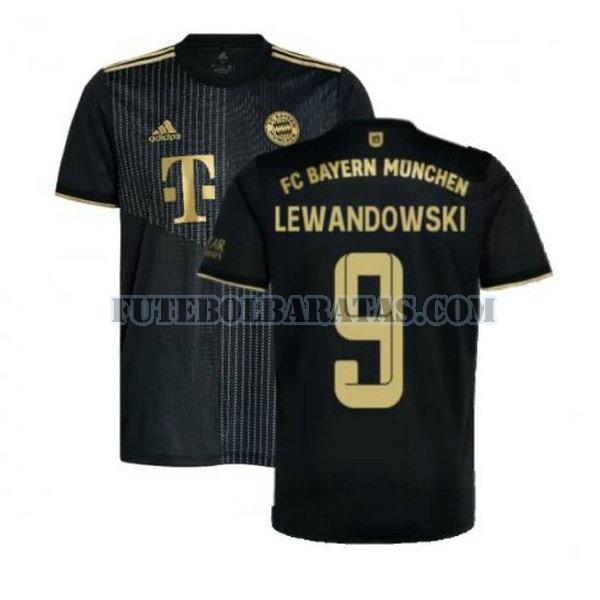 camisa lewandowski 9 bayern de munique 2021 2022 away - preto homens