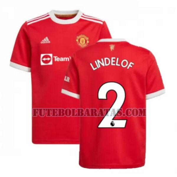camisa lindelof 2 manchester united 2021 2022 home - vermelho homens