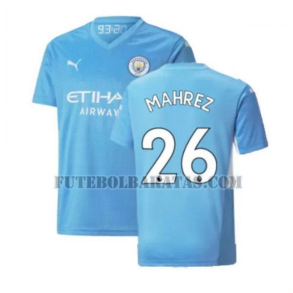 camisa mahrez 26 manchester city 2021 2022 home - azul homens