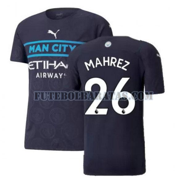 camisa mahrez 26 manchester city 2021 2022 third - preto homens