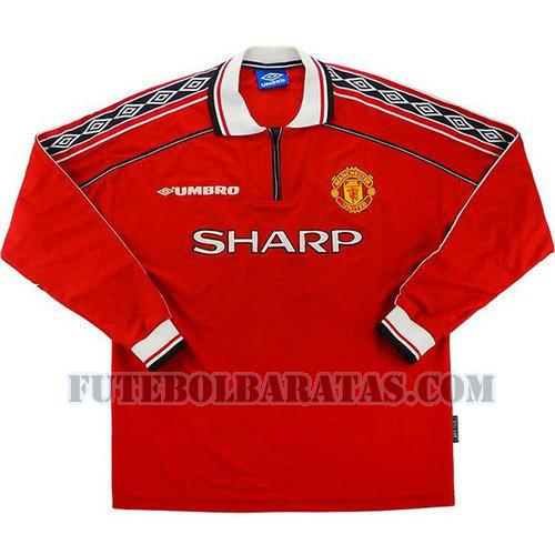 camisa manchester united 1998 1999 home manga comprida - vermelho homens