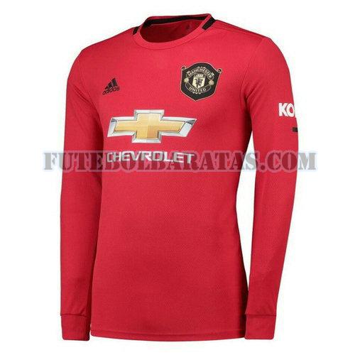 camisa manchester united 2019-2020 home manga comprida - vermelho homens