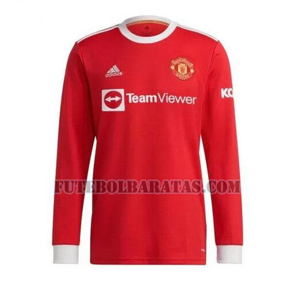 camisa manchester united 2021 2022 home manga comprida - vermelho homens