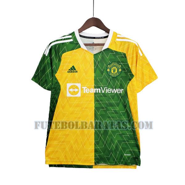 camisa manchester united 2021 2022 training - verde amarelo homens