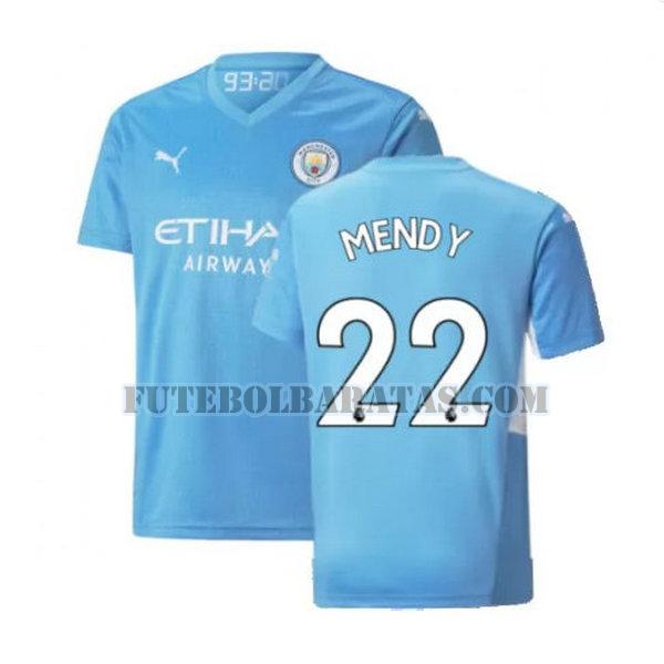 camisa mendy 22 manchester city 2021 2022 home - azul homens