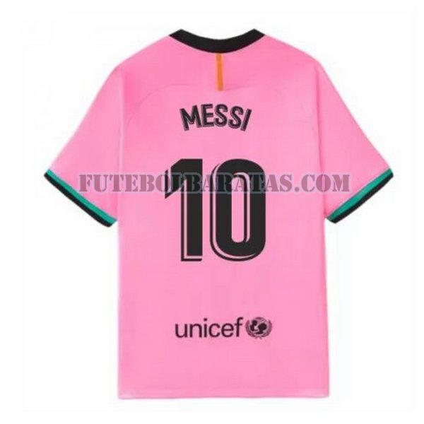 camisa messi 10 barcelona 2020-2021 third - rosa homens