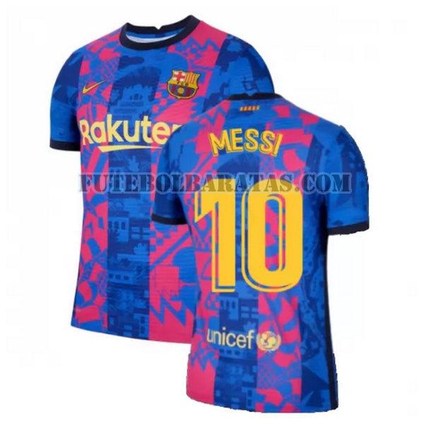 camisa messi 10 barcelona 2021 2022 third - azul vermelho homens