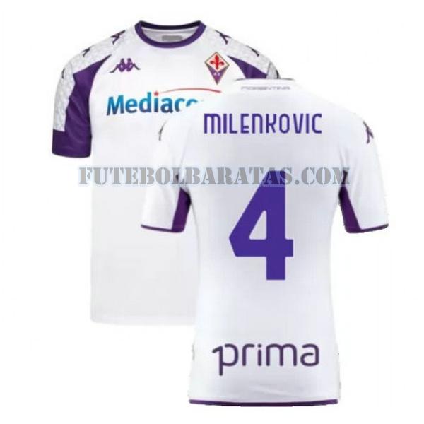 camisa milenkovic 4 fiorentina 2021 2022 away - branco homens