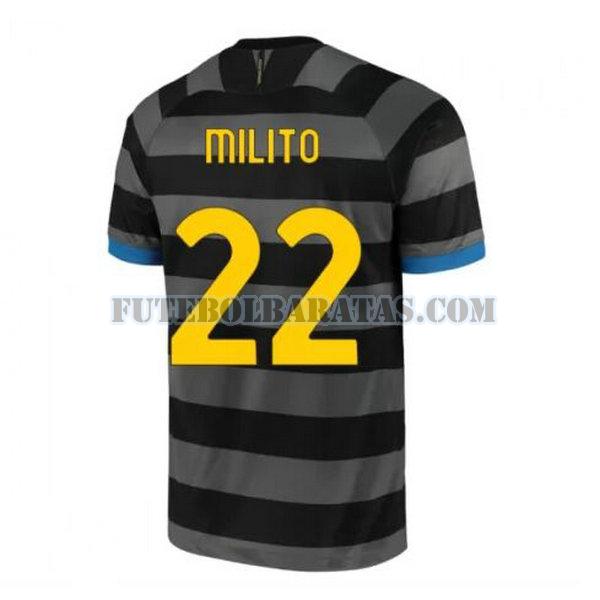 camisa milito 22 inter de milão 2020-2021 third - cinza homens