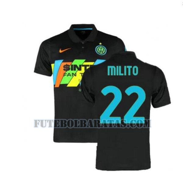 camisa milito 22 inter de milão 2021 2022 third - preto homens