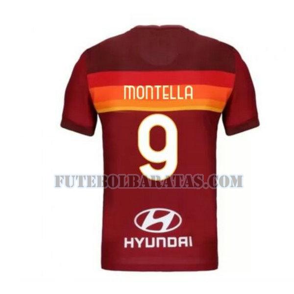 camisa montella 9 as roma 2020-2021 priemra - vermelho homens