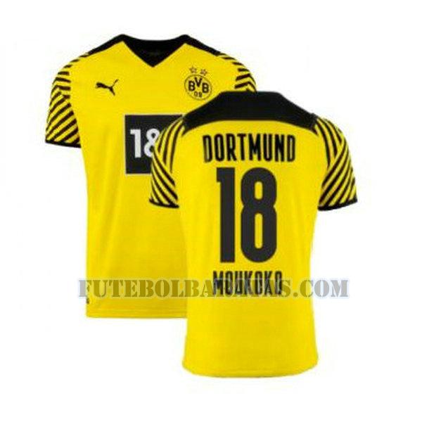 camisa moukoko 18 borussia dortmund 2021 2022 home - amarelo homens