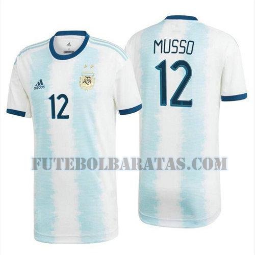 camisa musso 12 argentina 2020 home - branco homens