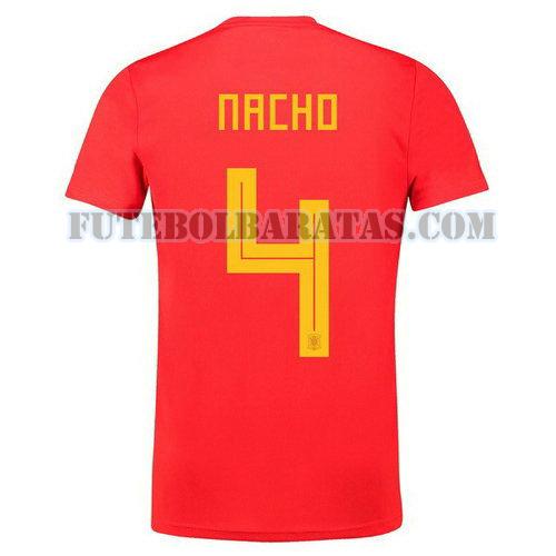 camisa nacho 4 espanha 2018 home - vermelho homens