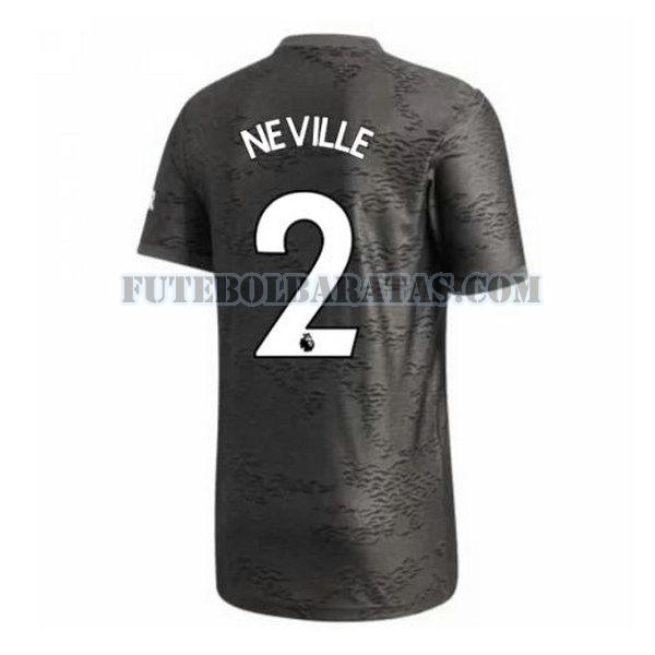 camisa neville 2 manchester united 2020-2021 away - preto homens
